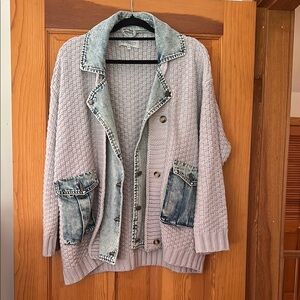 Denim Accent Knit Cardigan